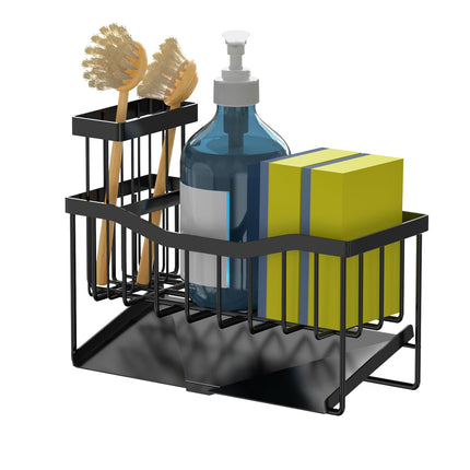 Organizador Maifan para fregadero con portacepillo y bandeja autodrenante de acero inoxidable, organizador antioxido para esponja y jabón