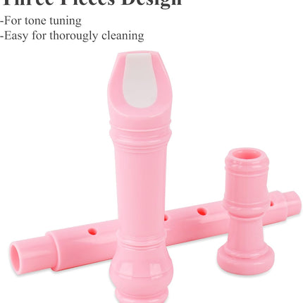 Recorder Instrument for Beginner Adults,8-Hole Soprano Descant Recorder Music Flute with with Cleaning Rod & Leather Case For Home Entertainment(2-Pink Splash-ink）