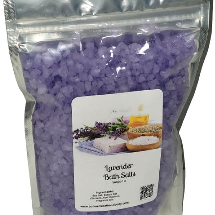 Bath Salts | 1lb Bag (16oz.) | Choose Your Scent | Epsom Salt | Sea Salt| Bathing | Body Care | Beauty | Relaxation | Spa | Pedicure | Manicure | Soak (Lavender)