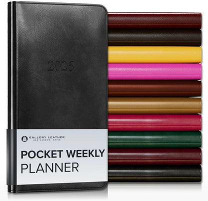 Pocket Weekly Monthly Planner 2025-2026 - Freeport Metallic Purple, 6 x 3.25 in