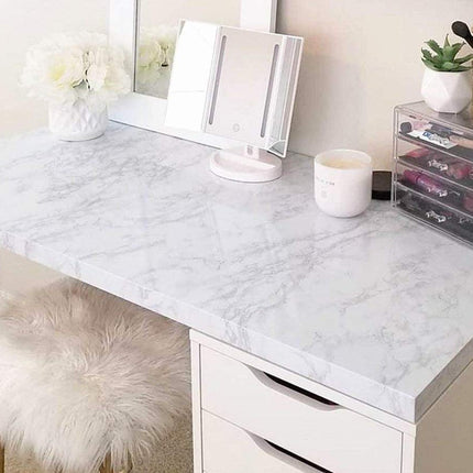 Glossy Marble Contact Paper White Peel and Stick for Countertop