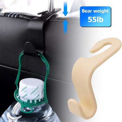 4PCS Car Seat Headrest Hooks, Auto Back Seat Hanger Holder, Durable Stylish Vehicle Organizer Universal Car Interior Accessories, Storage Hooks for Purses, Bags, Clothes, Coats, Hats (Beige/4PCS)