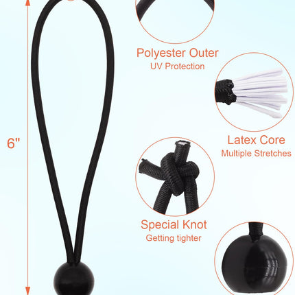 10Pcs Tarp Clips Heavy Duty Lock Grip + 10Pcs Ball Bungee Cords 6”