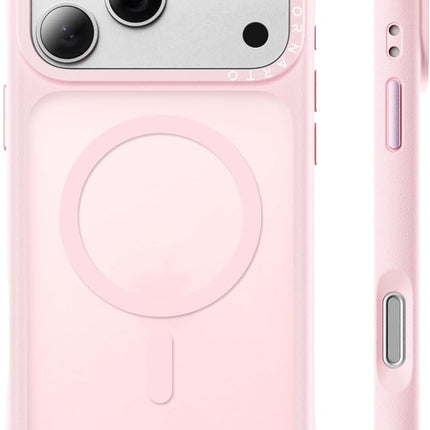ORNARTO Magnetic for iPhone 17 Pro Max Case, 7X Military-Grade Drop Protection, Compatible with MagSafe, Slim Shockproof Translucent Matte Phone Case for iPhone 17 Pro Max 6.9", Chalk Pink