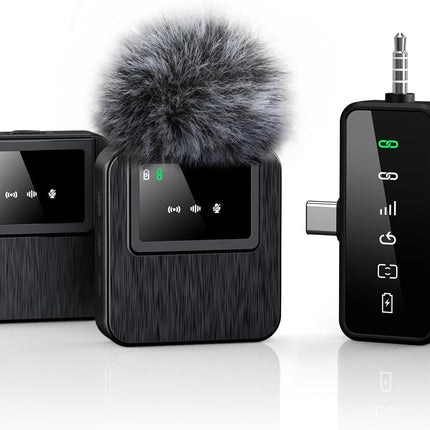 BAILIXIN 3-in-1 Compact Mini Microphone for iPhone, Android, Camera with 20HR Battery, 328FT Range, Wireless Microphones for Video Recording, Noise Canceling for Content Creators, Sound Modules