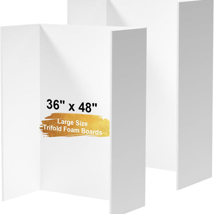 Ndsox 2 Pack 36" x 48" White Trifold Poster Board Foam Core, Large Tri Fold Foldable Posterboard Foam Project Boards for Science Fair, School Projects, Business Presentations & Photos Displays