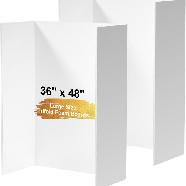 2 Pack 36" x 48" White Trifold Poster Board Foam Core