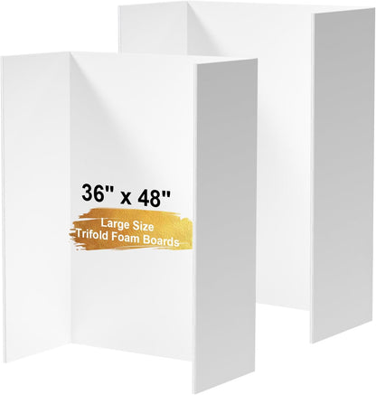 2 Pack 36" x 48" White Trifold Poster Board Foam Core