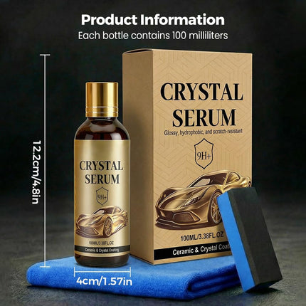 Crystal Serum,Ceramic Coating for Cars,100ML Advanced Graphene Ceramic Coating, 9H Hardness Graphene Coating for Auto Car Detailing, Gloss Hydrophobicity Anti Scratch (1 Set)