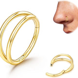 Titanium Double Hoop Nose Ring 20G 18G Gold Silver Black Nose Rings Hoops for Women Men Hypoallergenic 6mm 7mm 8mm 9mm Nose Nostril Septum Cartilage Helix Daith Conch Rock Piercing Jewelry