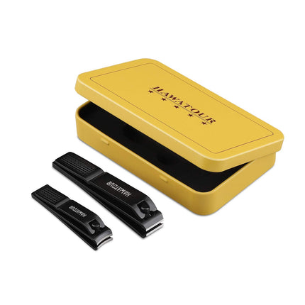 Nail Clippers Set with Tin Case, Black