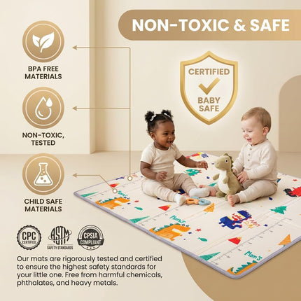 Extra Large Baby Play Mat 79"x59" – Thick 0.6" Protective Foam (Not Fabric) – Waterproof, Foldable & Portable – Safe Crawling & Play Area for Infants & Toddlers