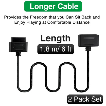 2-Pack Extension Cable for SNES Controller, 6FT/1.8M Replacement Cord for SNES/SFC Console & Controllers - Enhanced Gaming Comfort & Flexibility (2)