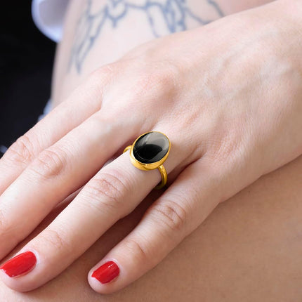 Natural Amazonite Crystal Ring 24K Gold Vermeil 925 Sterling Silver Oval Solitaire Gemstone Dainty Perseverance Crystal Virgo Wealth Statement Ring Handmade Turkish Fine Jewelry