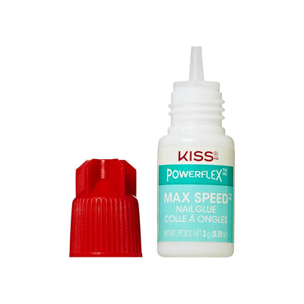 KISS PowerFlex Maximum Speed Nail Glue - Fast Drying Adhesive for Glue-On Nails & Repairs with Nozzle Tip Applicator, Ideal for Tips & Wraps, Net Wt. 0.10 oz (3g)