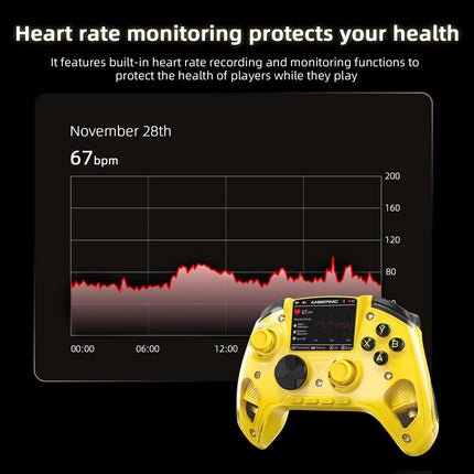 Doriteney RG G01 Wireless Gaming Controller with Heart Rate Monitor & Display, Hall Effect Triggers, Programmable Back Buttons for PC, Switch, Steam, Android, iOS - 2.4G/Bluetooth/Wired Black