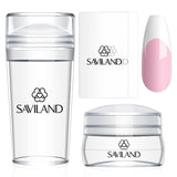 French Tip Nail Stamp: 4PCS Nail Art Stamper Kit Clear Silicone Nails Stamping Long & Short Jelly Stamper with Scrapers Nails Stamper Kit for French Manicure Home DIY Salon
