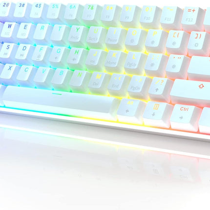 HK GAMING GK61 Mechanical Gaming Keyboard - 61 Keys Multi Color RGB Illuminated LED Backlit Wired Programmable for PC/Mac Gamer (Gateron Optical Black, White)