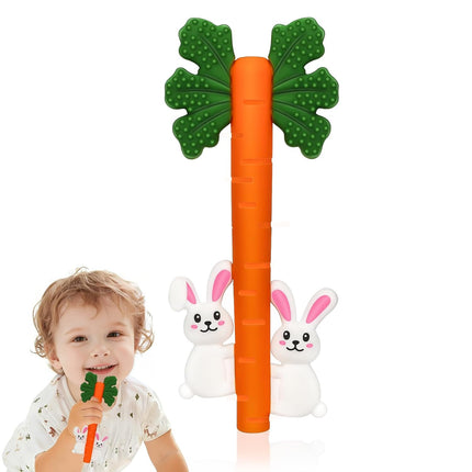 Easter Baby Teething Tube Toys, Silicone Bunny & Carrot Teether Toys for Newborns & Infants 3-6 6-12 Months, Baby's First Easter Gifts, Easter Basket Stuffers Toys for Baby Boys Girls