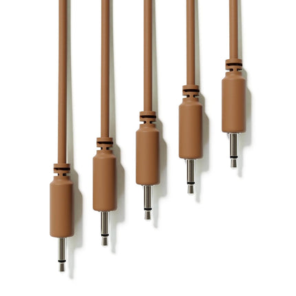 5-Pack - Mono Modular Patch Cables - TS 3.5mm 1/8" Eurorack Synthesizer [Brown | 15 cm - 5.91"]