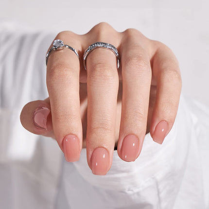 Uñas postizas, uñas falsas cortas almendradas rosas, 32Pcs kit completo