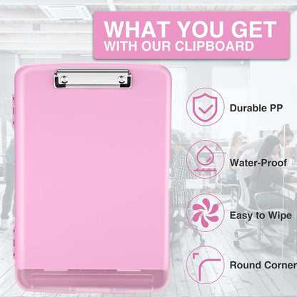 Clipboard with Storage, Clip Board 8.5 x 11 with Pen Holder, Plastic Organization Case Box for Letter - photo 4