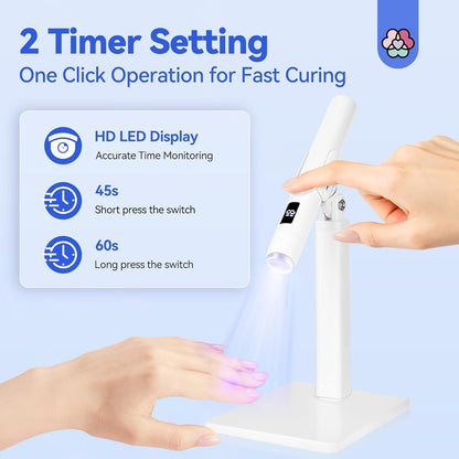 White 9W LED Nail Light for Gel Nails: Handheld LCD Display Screen Flash Cure Lamps with Stand for Gel - photo 4
