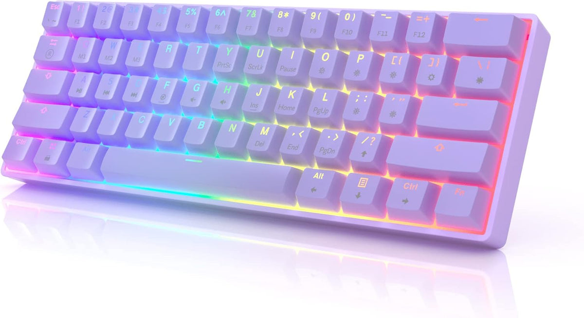 61-Key Mechanical Gaming Keyboard with RGB Backlighting - White, Optical Brown - photo 3