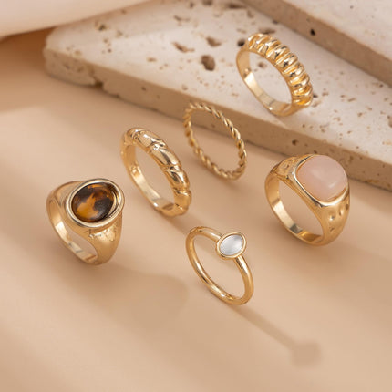 Chunky Rings for Women Stackable Vintage Adjustable Rings for Women Gold Statement Stone Ring Set Vintage Jewelry