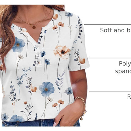 Blusas de verano para mujer, casuales, manga corta, cuello en V
