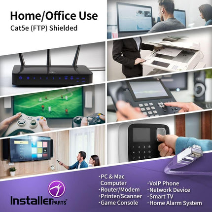 InstallerParts Ethernet Cable CAT5E Cable Shielded (FTP) Booted 2 FT - Purple - Professional Series - 1Gigabit/Sec Network/Internet Cable, 350MHZ