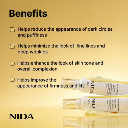 NIDA Revive Eye Cream For Face And Neck | Probiotics Lystate Solution, Retinal, Peptide Complex, Bakuchiol | Wrinkles, Fine Lines, Cell Turnover, Firm Skin Texture, Radiant Skin | 1.35 fl. oz., 40ml