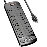 6 Ft Surge Protector Power Strip with 12 Outlets and 4 USB Ports