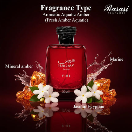 Hawas Fire Eau De Parfum Spray 100ML(3.4 Oz) - Bold Long Lasting Arabian Perfume For Men With A Fiery - photo 5
