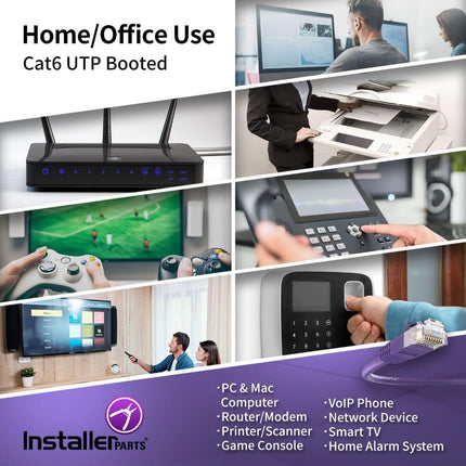 InstallerParts CAT6 Cable UTP Booted - Purple, 3 FT, 1 Pack - Professional Series - 10Gbps, Cat6 Patch, Ethernet, Network, Internet Cable