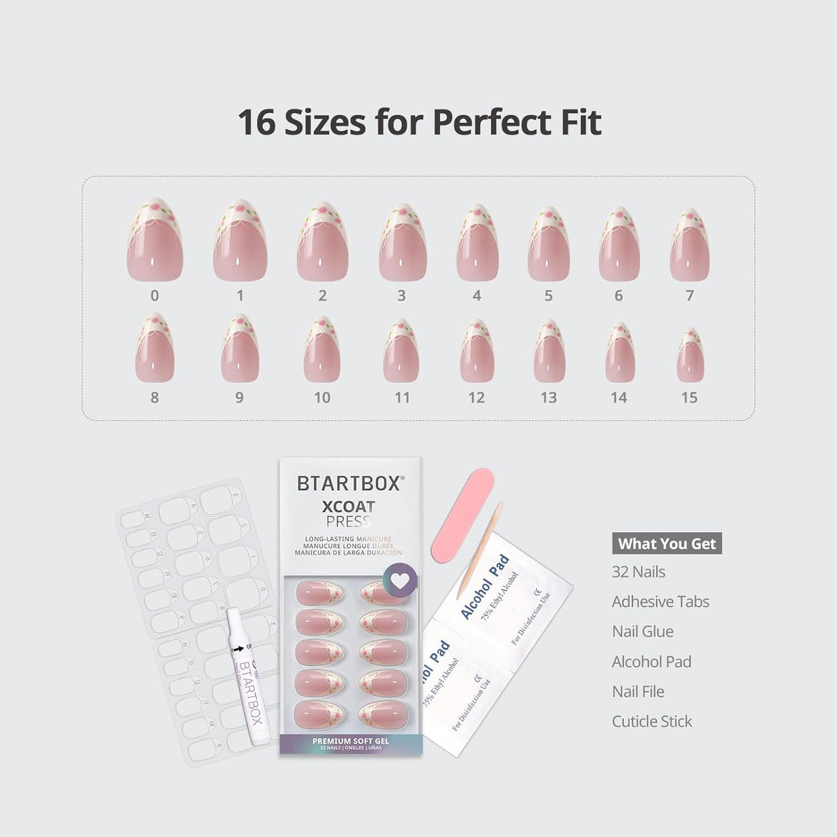 French Tip Press On Nails - Sunprint Dress Pink Short Almond Kit - photo 5