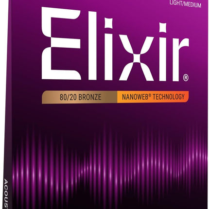 Strings, Acoustic Guitar Strings, 80/20 Bronze with Technology, Longest-Lasting Bright and Focused Tone For Life with Comfortable Feel, 6 String Set, Light/Medium 12-56