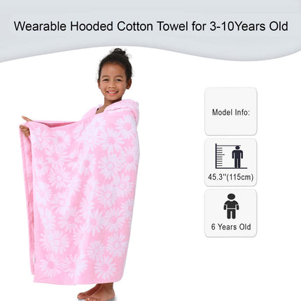 Toddler Hooded Towel Wrap, 3-10 Years, 100% Cotton,Daisy