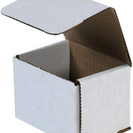 Secure Seal Shipping Boxes - 4x3x3" Mailers - White Foldable Corrugated Cardboard Packaging for Mailing, Moving, Storage, and Organizing - Strong Lightweight Foldable (Bulk 50 Pack)