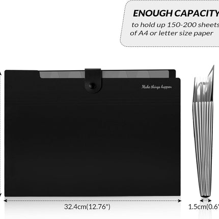 SKYDUE 8 Pockets Accordion File Organizer, Expanding File Folders, Portable Document Paper Organizer, A4 Letter Size, Snap Closure, Pack of 4