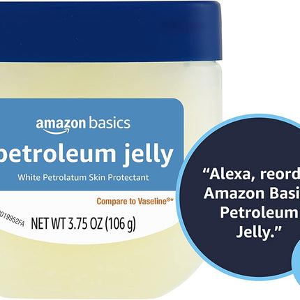 Amazon Basics Petroleum Jelly White Petrolatum Skin Protectant, Moisturizer for Chapped Lips and Irritated Skin, Unscented, 3.75 oz, 1-Pack (Previously Solimo)