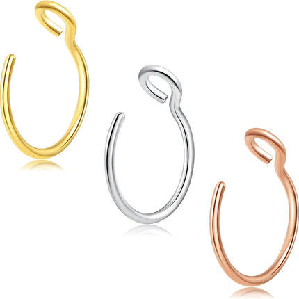 5-12 Pcs Nose Rings Hoops Nose Piercings Nose Piercing Jewelry Fake Nose Ring Fake Piercings Septum Lip Double Hoop Nose Ring Hoop Nose Rings for Women Clip On Helix Cartilage Hoop Earrings