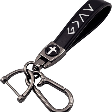 Graduation Gifts, Cross Keychain for Men, Leather Jesus Cross Keychain, Christian Gifts Key chain for Men, Husband, Dad