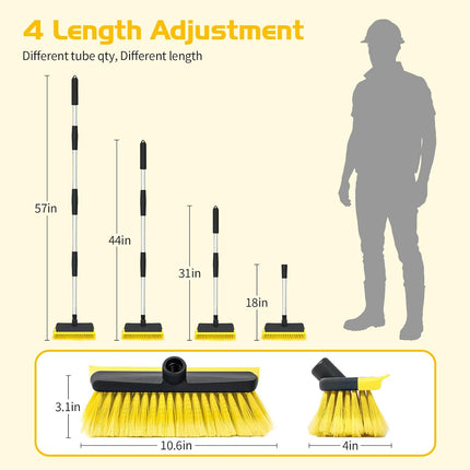 Ordenado 56" Car Wash Brush with Long Handle - Car Cleaning Brush with Soft Bristle & Squeegee, Scratch-Free Car Cleaning Mop Kit for Washing Exterior & Snow, Universal for RV Boat Truck SUV Yellow