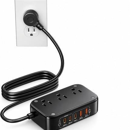 65W USB C Power Strip with 3AC Outlets 5USB Ports(3 USB C) & 5FT Cord