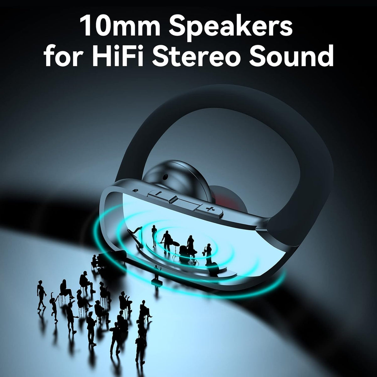 Wireless Bluetooth Earbuds with LED Display Case, Over-Ear Hook, Mic, Stereo Sound, Button Controls - photo 5