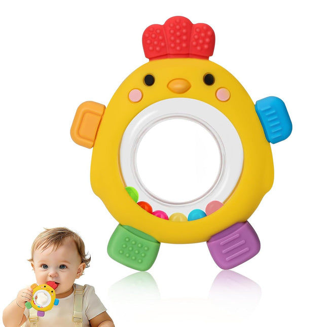 Easter Baby Teething Toys with Rattle for 3-6 6-12 Months, Food Grade Infant Newborn Teether, Baby Essentials Teething