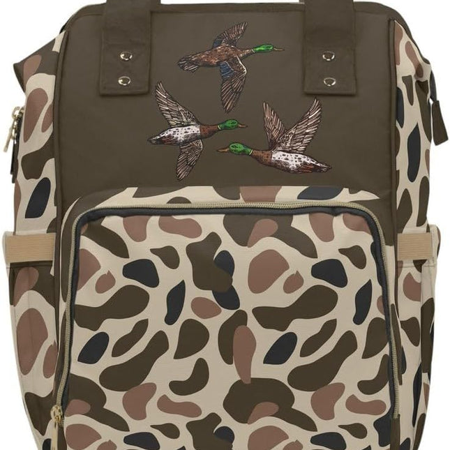 Camo Duck Diaper Bag Backpack – Versatile Travel Baby Bag with Waterfowl