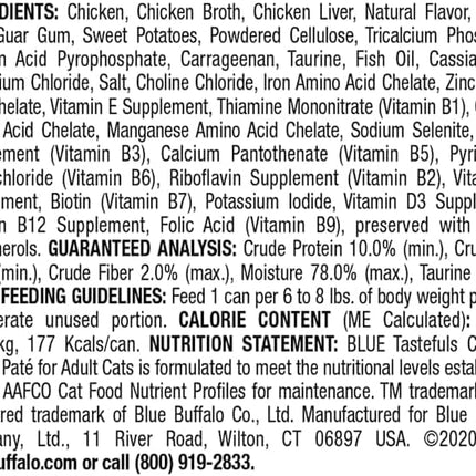 Blue Buffalo Tastefuls Flaked Chicken Pate Natural Wet Food for Adult Cats, 5.5 oz., Case of 12