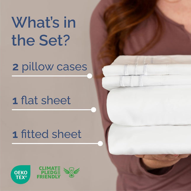 Queen Size 4 Piece Sheet Set - Comfy Breathable & Cooling Sheets - White - photo 2